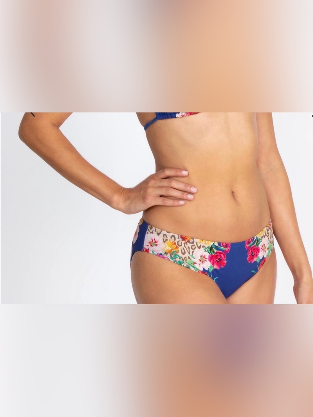 NEW Johnny Was Iva Hipster Bikini Bottoms Blue Animal Print Plus Size 3x NWT